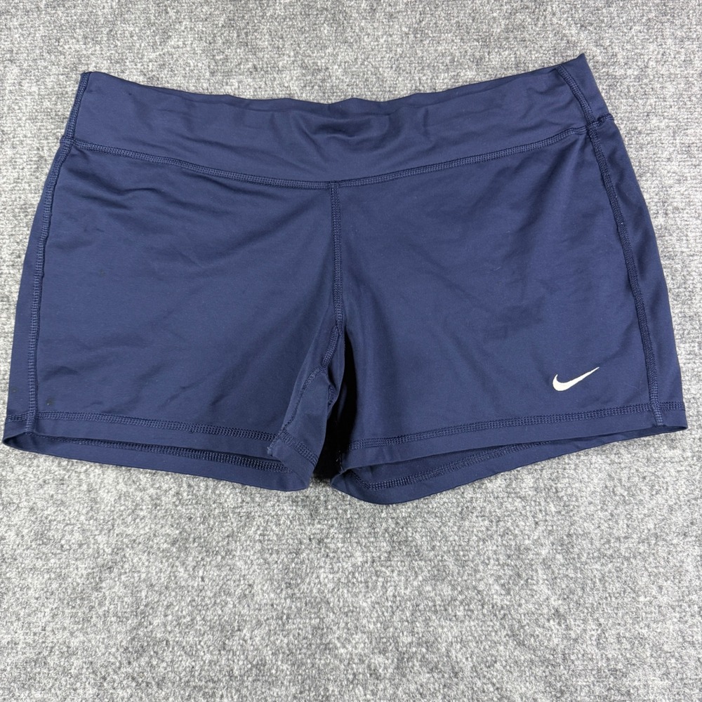 Nike Team Fit Dry Spandex Compression Shorts Women XL Navy Blue Swoosh Athletic